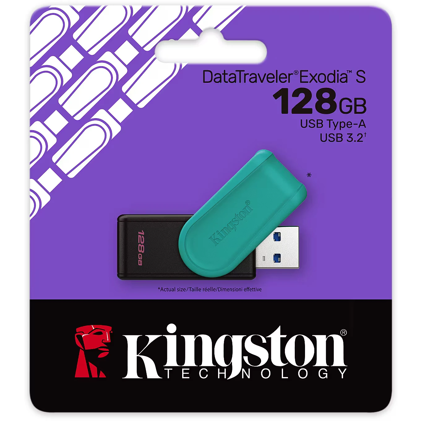 Memoria Usb Kingston Datatraveler Exodia S, 128gb 3.2 Gen 1 Color Negro/Turquesa - Imagen 3
